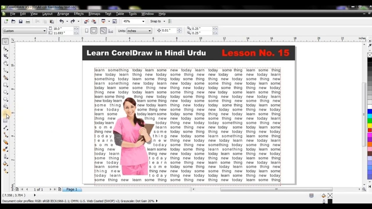 How to use  Wrap Text in CorelDraw | Learn CorelDraw in Hindi Urdu with complete property