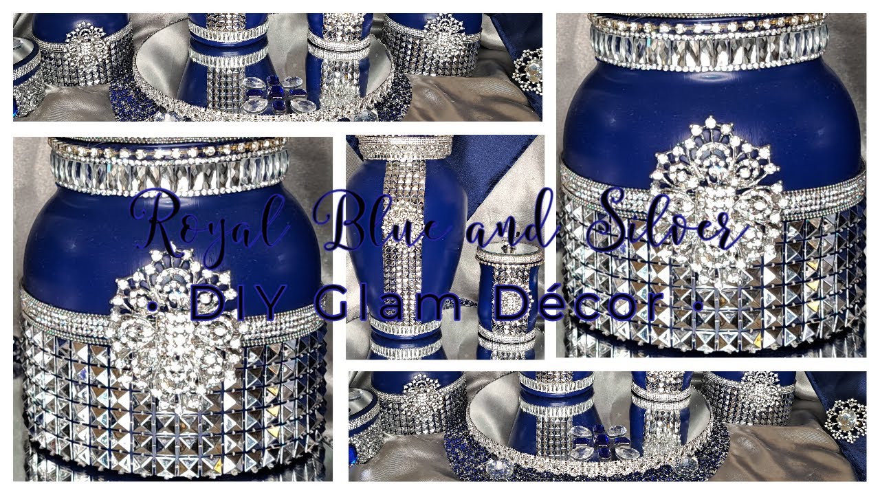 The DIY Glam Royal Blue & Silver Mirror & Glam Vanity Set | 5 New DIY Glam Home Décor Ideas!