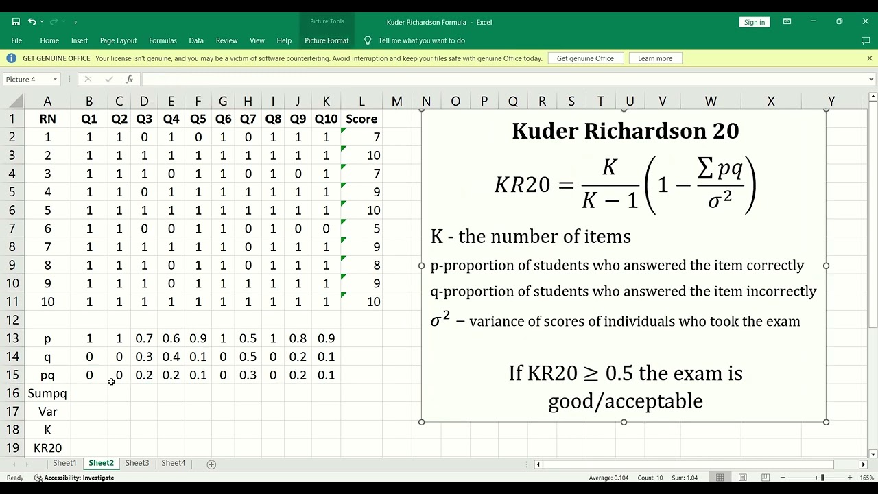 Kuder-Richardson 20 (KR-20): Тестирование надежности
