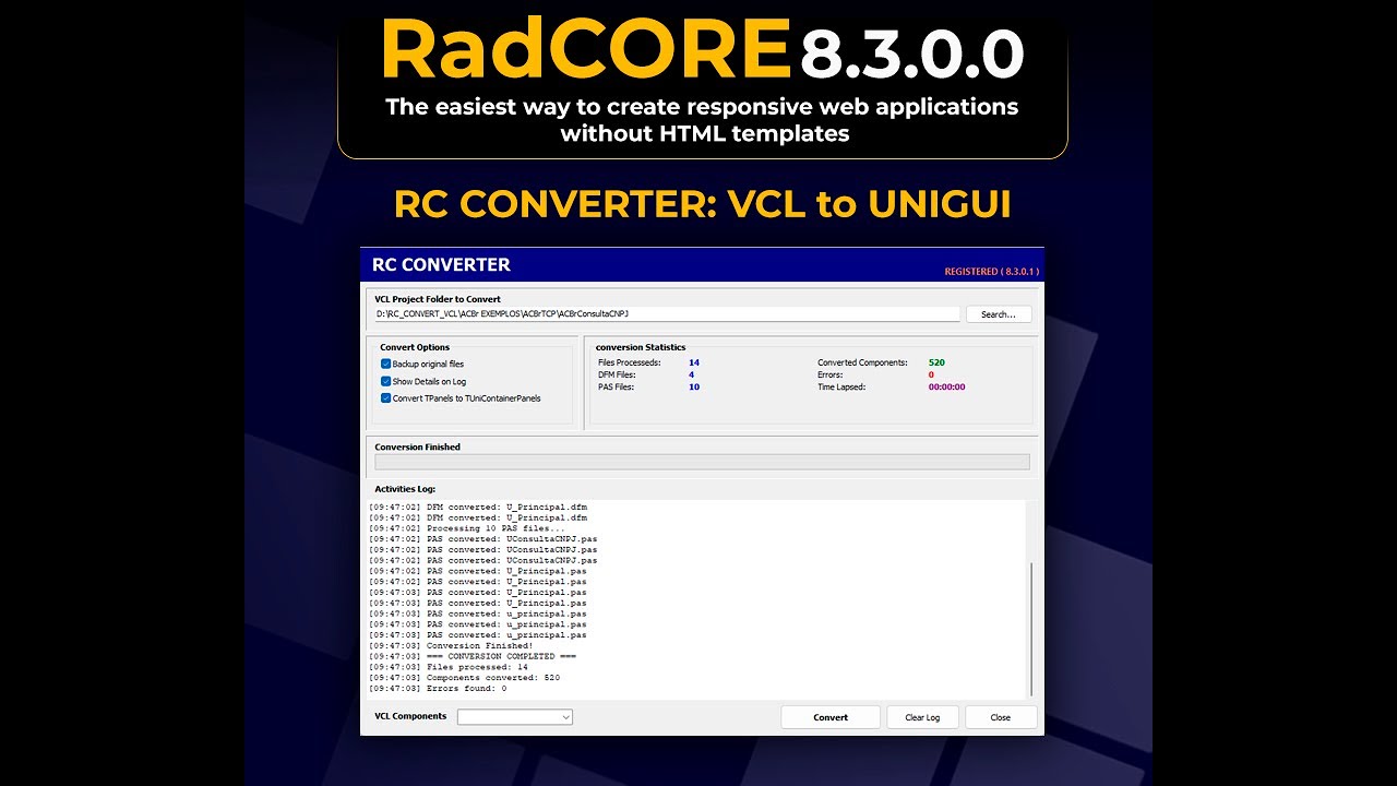 RadCORE: Convers&atilde;o de VCL com Responsividade
