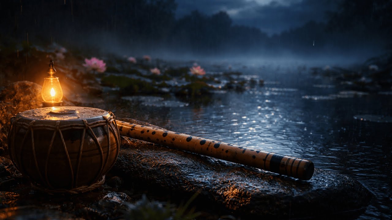 Deep Sleep with Indian Flute, Soft Drums & Rain | Stress Relief & Healing #music  #deepsleep #sleep