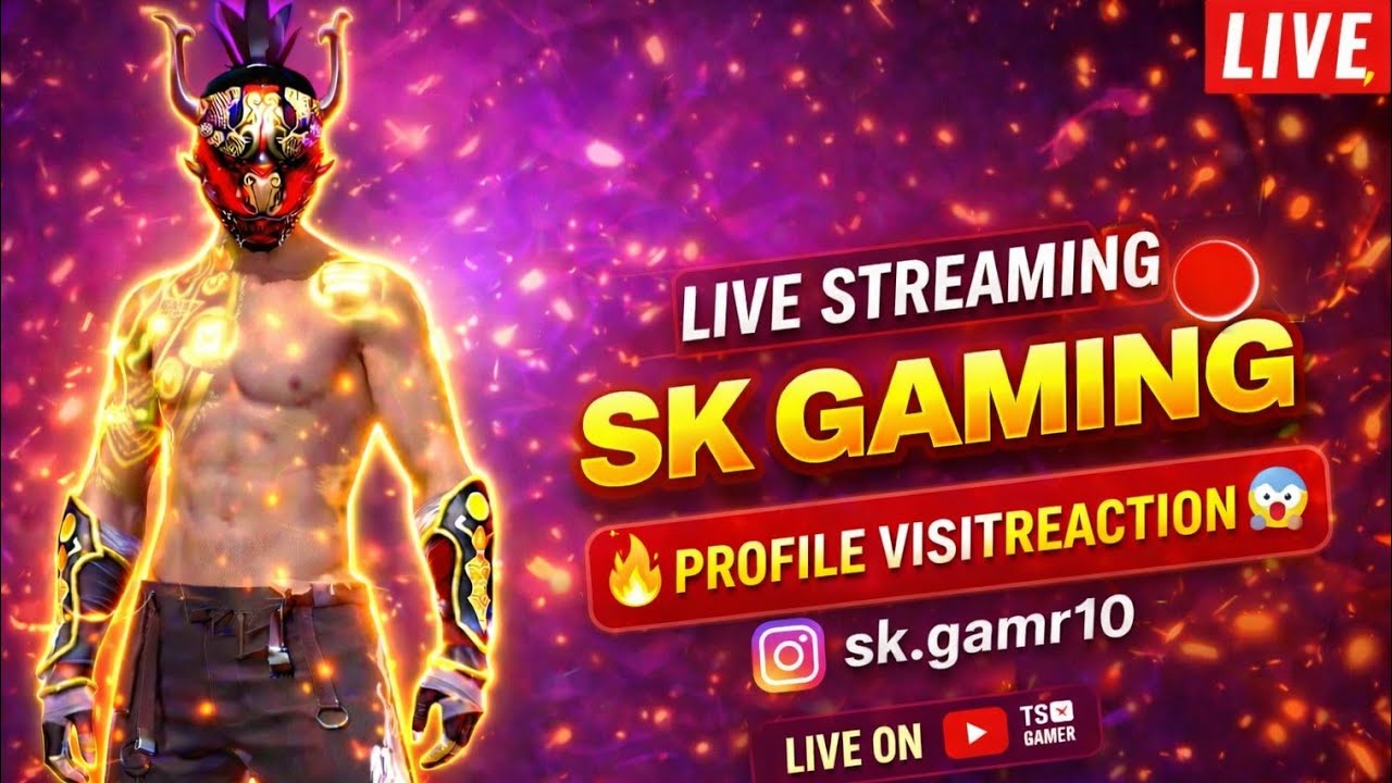 SK GAMER FF is live SK Gaming Free Fire MAX 🔥 Profile Visit Reaction + Rank Push Live 😱