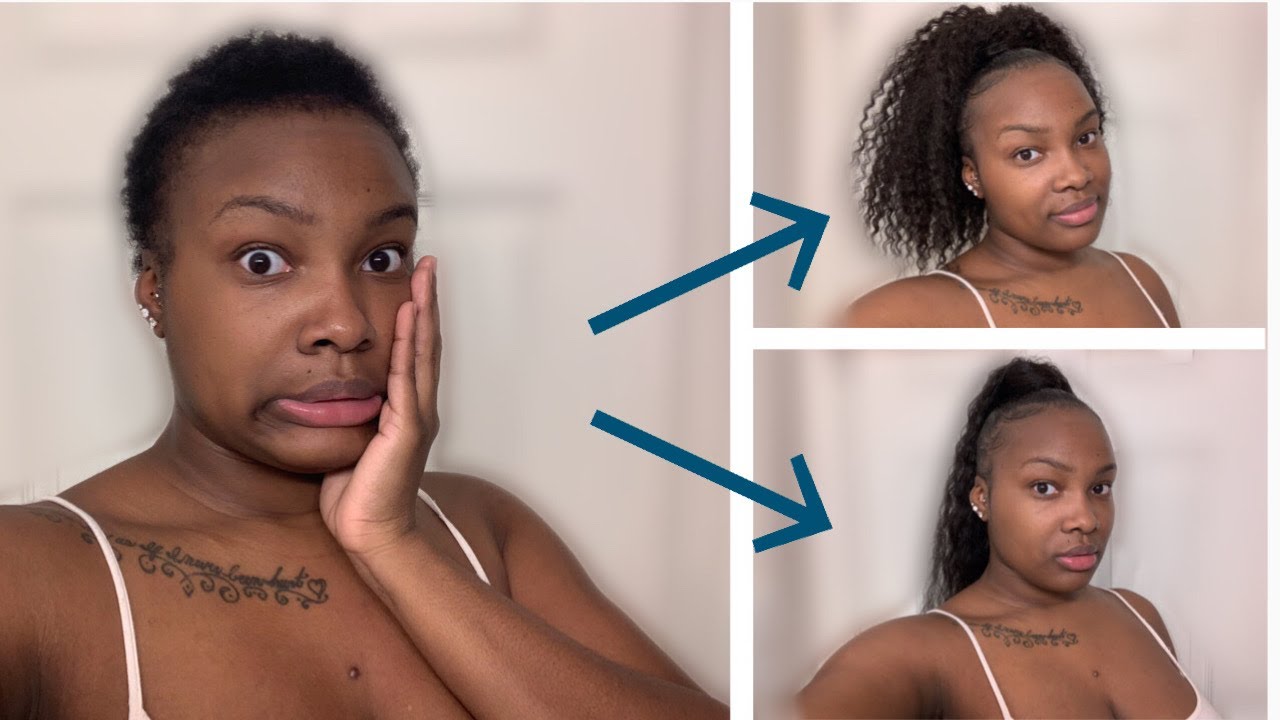 How I slick my SHORT 4C Hair into a High Drawstring Ponytail.