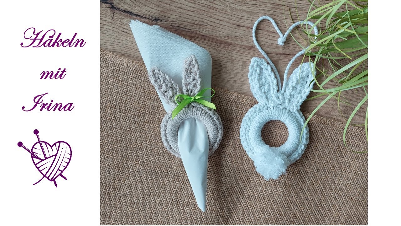 Osterhase Serviettenhalter Deko Aufhänger häkeln,  crochet