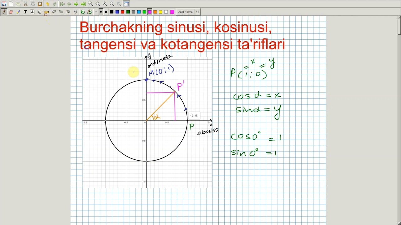 Sinus va Kosinusning qiymatlari. Algebra 9-sinf. 24-dars