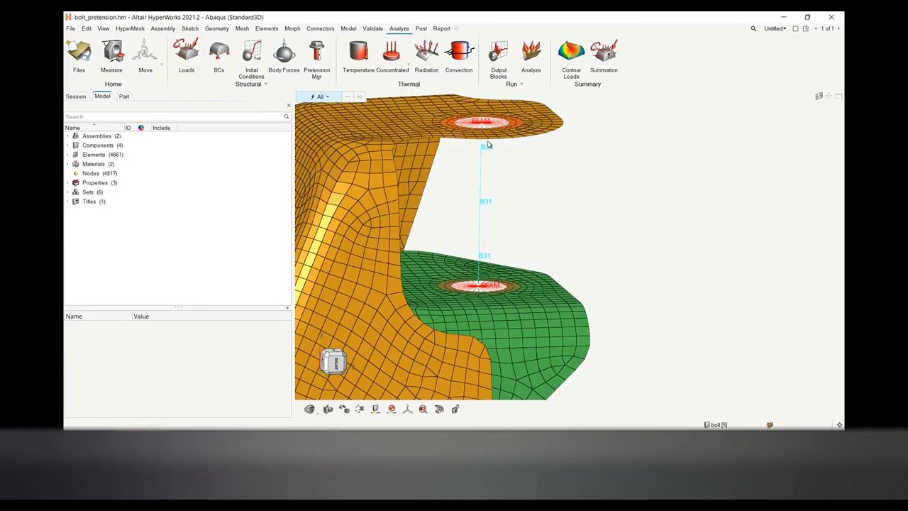 HyperWorks 2021: Bolt Pretensioning