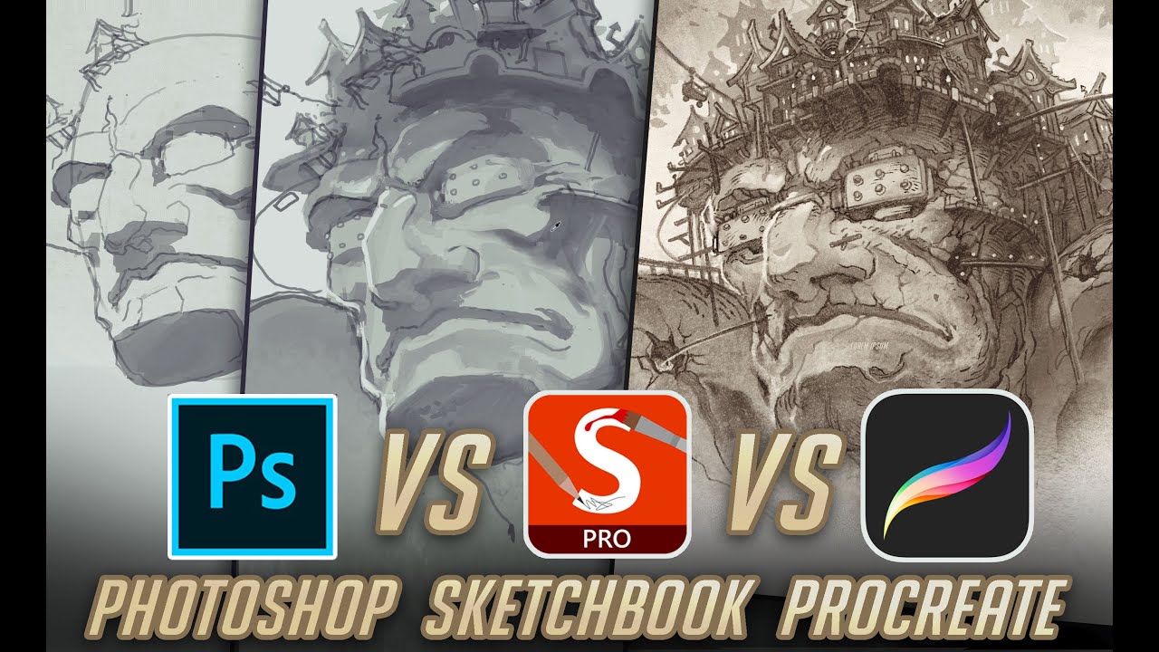 Photoshop vs Sketchbook vs Procreate (How I use them all together)