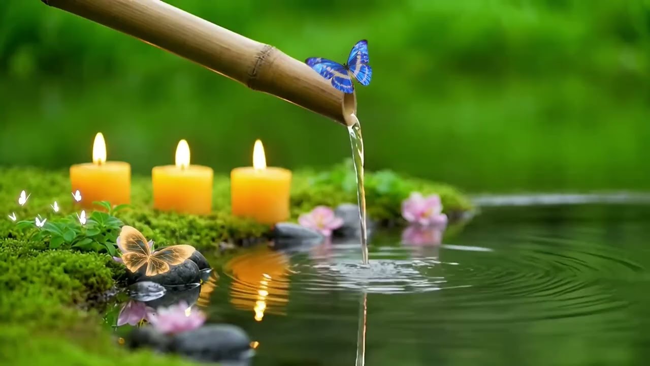 2 HOURS Relaxing Piano Music Bamboo Water Fountain, Sleep Music, Relaxing Music, Meditation Music