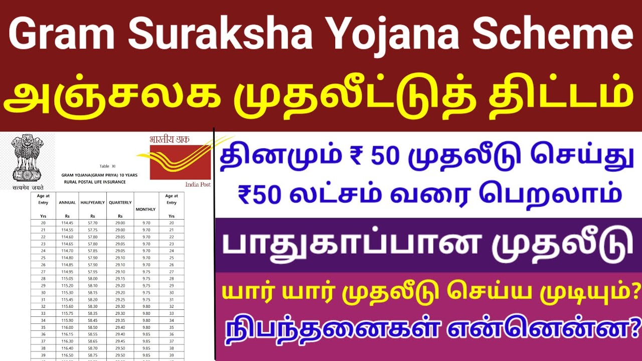 Gram Suraksha Yojana Scheme | அஞ்சலக முதலீட்டு திட்டம் | Postal Scheme - Digital Technology Channel