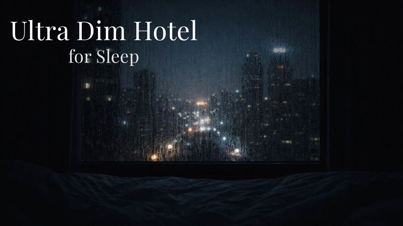 Rain for Sleep | Hotel Window Rain from Bed POV — Ultra Dim (8 Hours)