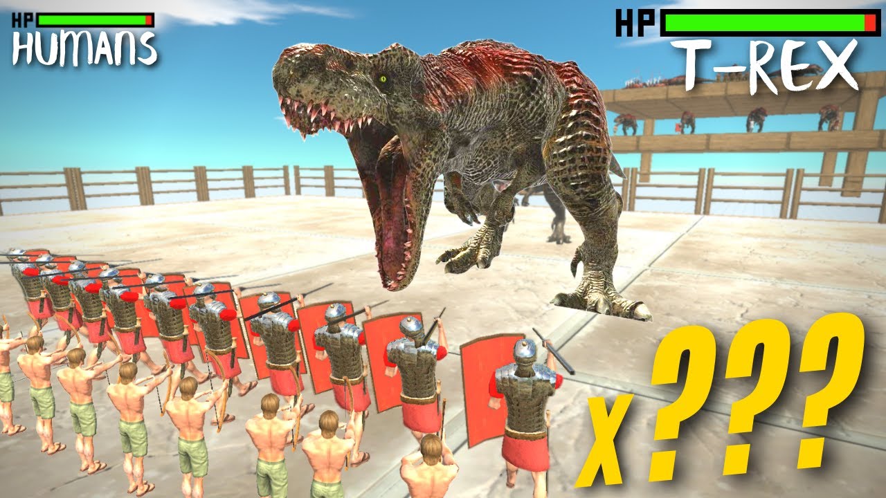 Сколько людей нужно, чтобы победить T-REX? — Турнир на арене | Симулятор битвы Animal Revolt ARBS