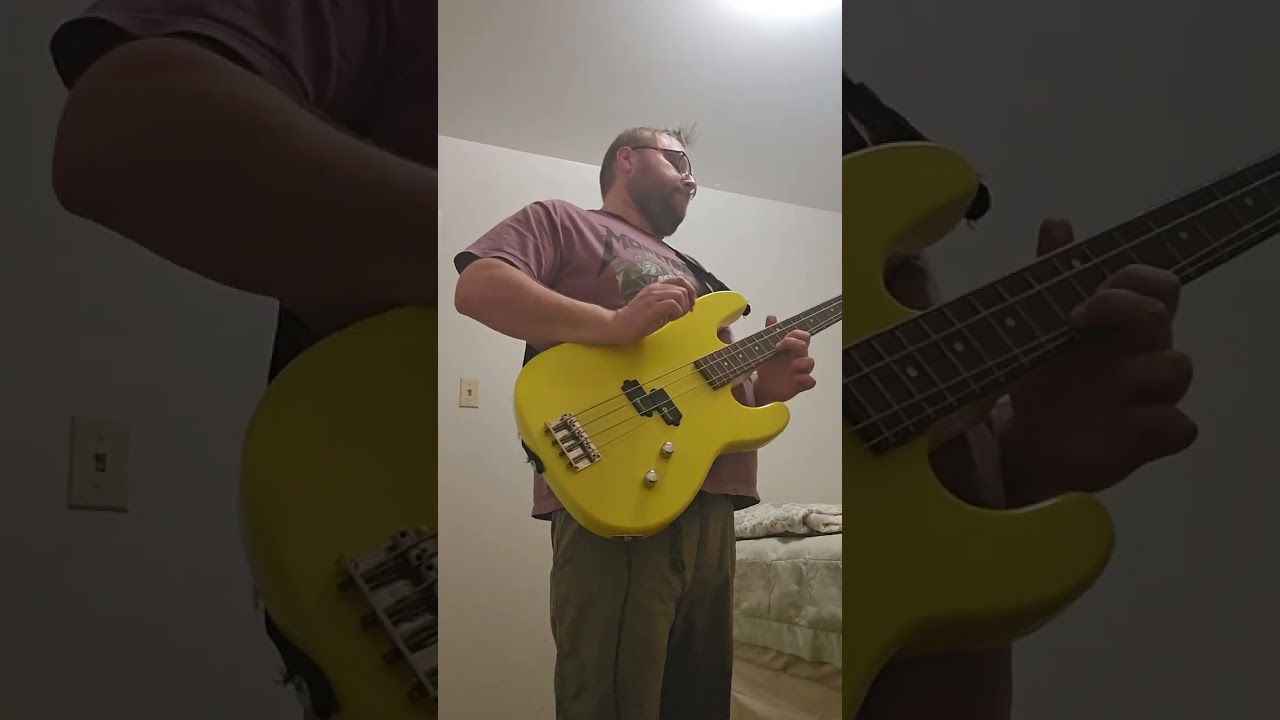 Late 80's Charvette by Charvel bass guitar neon yellow p bass style, sounds mean