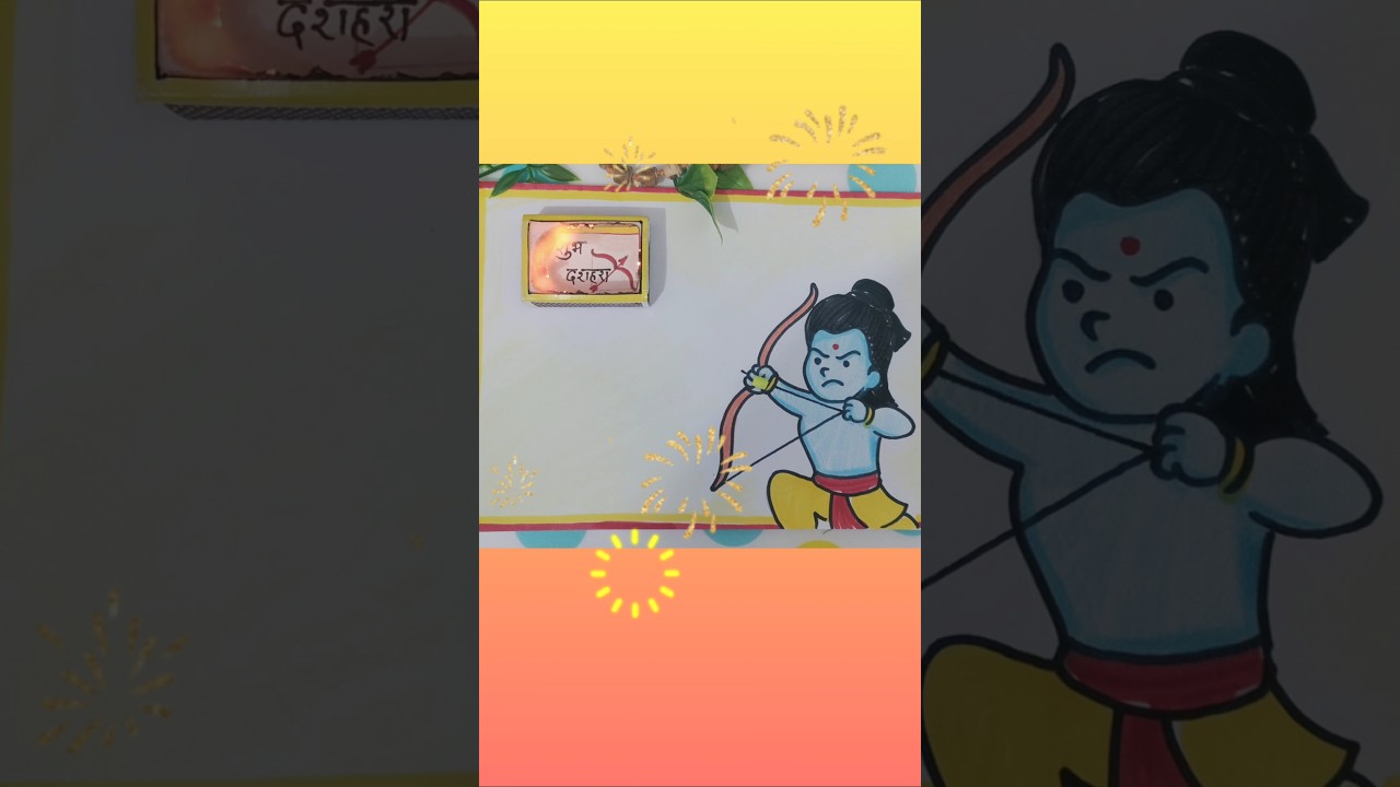 Easiest Ravan Dehan for kids! DIY Fire card #creativekids #happydussheracard #stepbystep #diyfire