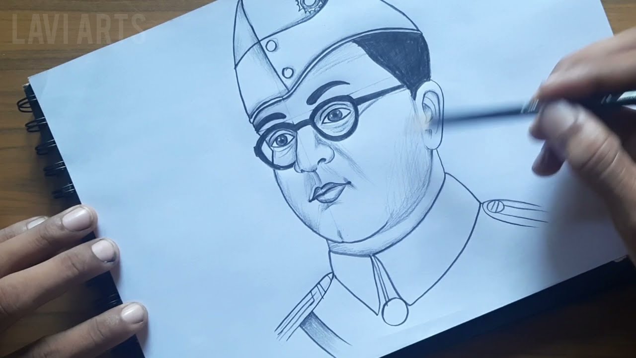 How to draw Netaji Subhas Chandra Bosh /Subhas chandra bosh drawing tutorial / Art Lavi Arts