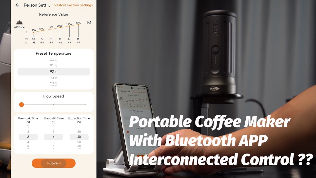 IKAPE Potable coffee maker K2 pro, with 58mm bottomless basket and bluetooth app