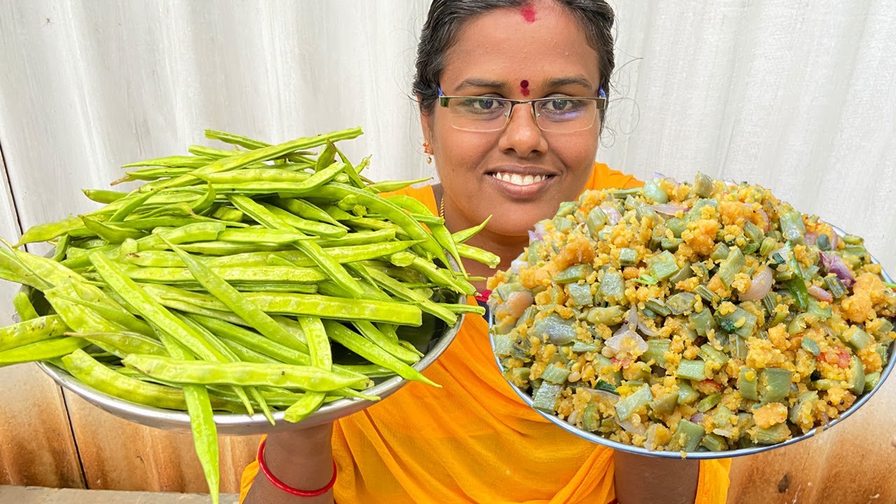 தோட்டத்தில் பறித்து சமைத்த கொத்தவரங்காய் - கடலைப்பருப்பு உசிலி I Cluster Beans Chana Dal Usili Recip