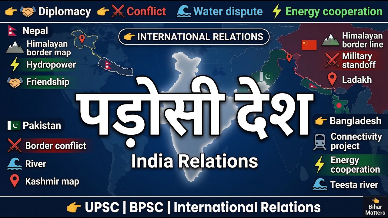 India & Its Neighbours 2025–26 🔥 Pakistan, China, Bangladesh, Nepal | IR for UPSC STATE PSC BPSC