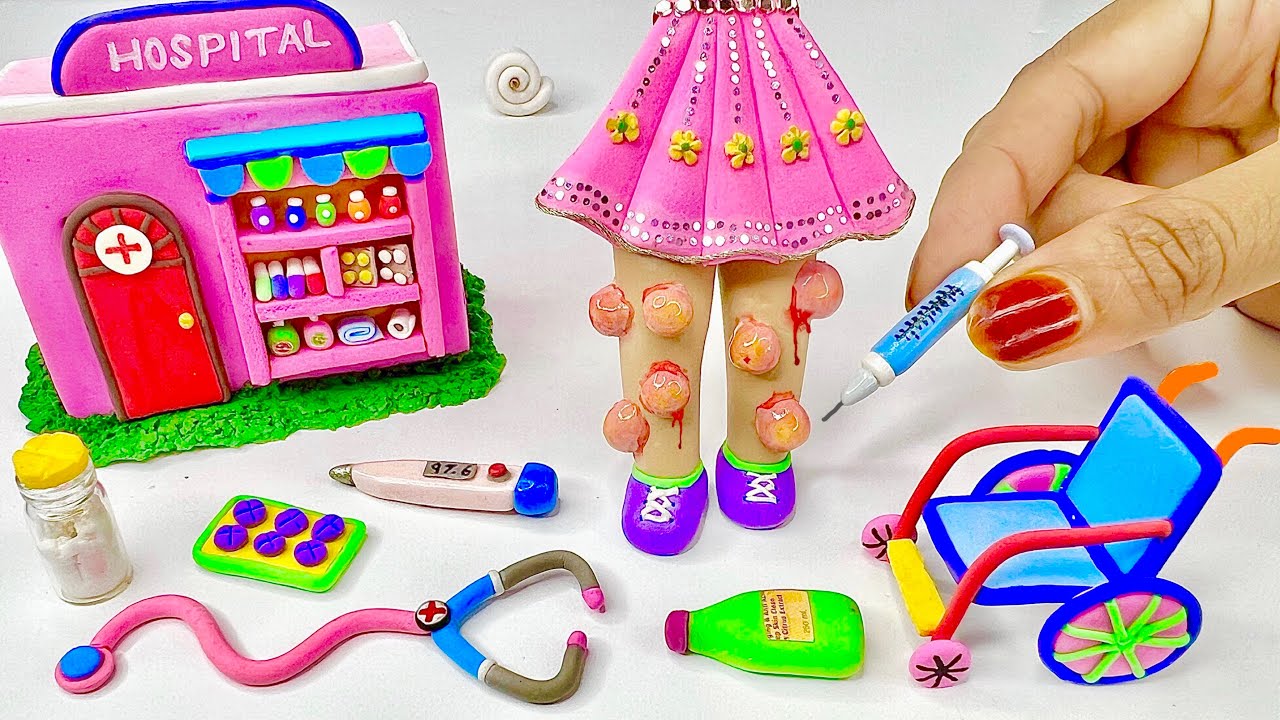 DIY How To Make Polymer Clay Miniature Doctor Set, Pimples Popping, Hospital | Diy doctor kit
