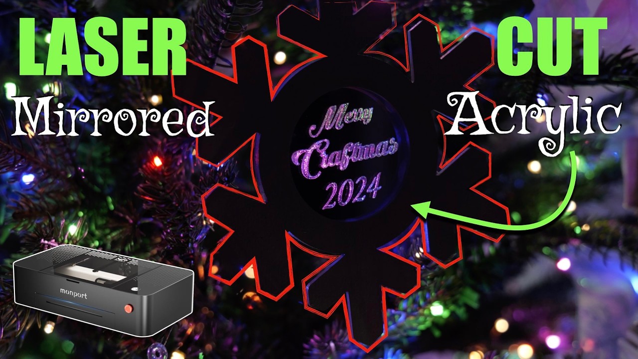 CUTTING & ENGRAVING Mirrored Acrylic | CUSTOM Ornament w/Monport ONYX R  55W CO2 Laser