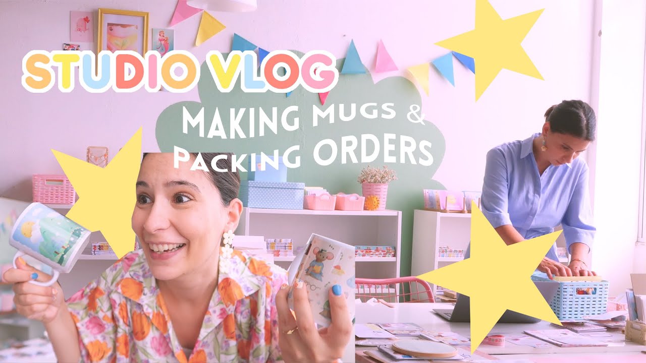 studio vlog 🌸 Making MUGS and SOCKS, packing orders and sending SUBSCRIPTION BOXES!