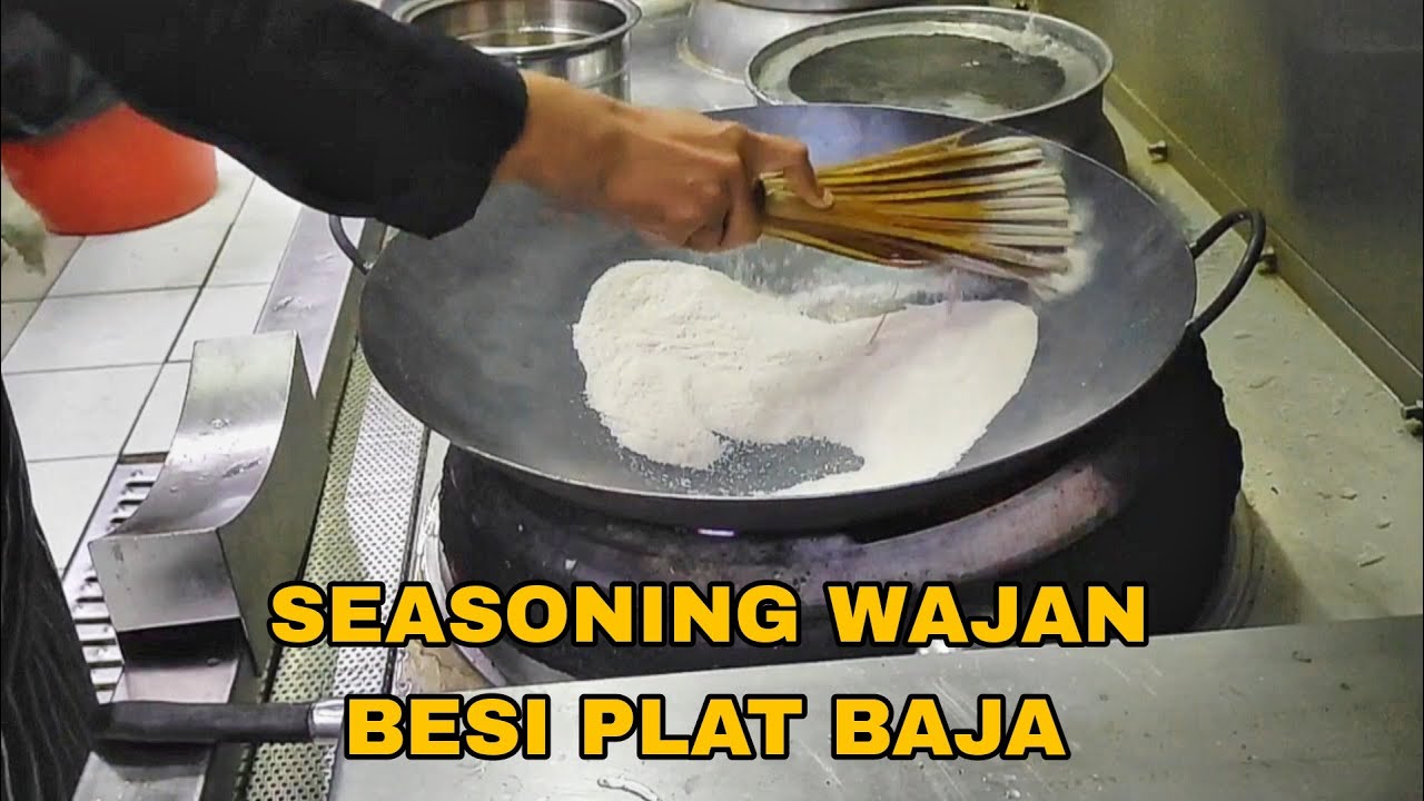 Cara bakar wajan baru besi plat baja hitam biar tidak lengket | seasoning wok | ala nanang kitchen