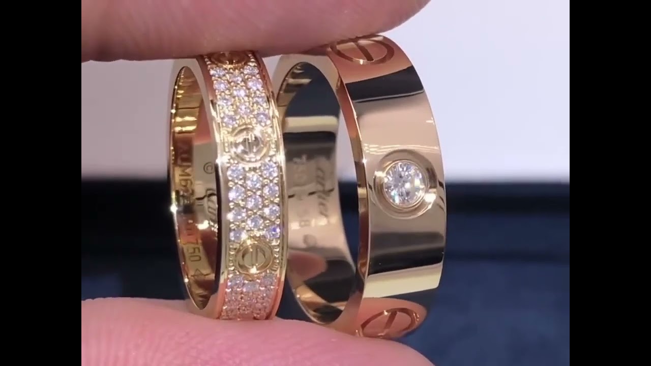 Custom Made Cartier Love Ring 18K Rose Gold Pave With Diamonds