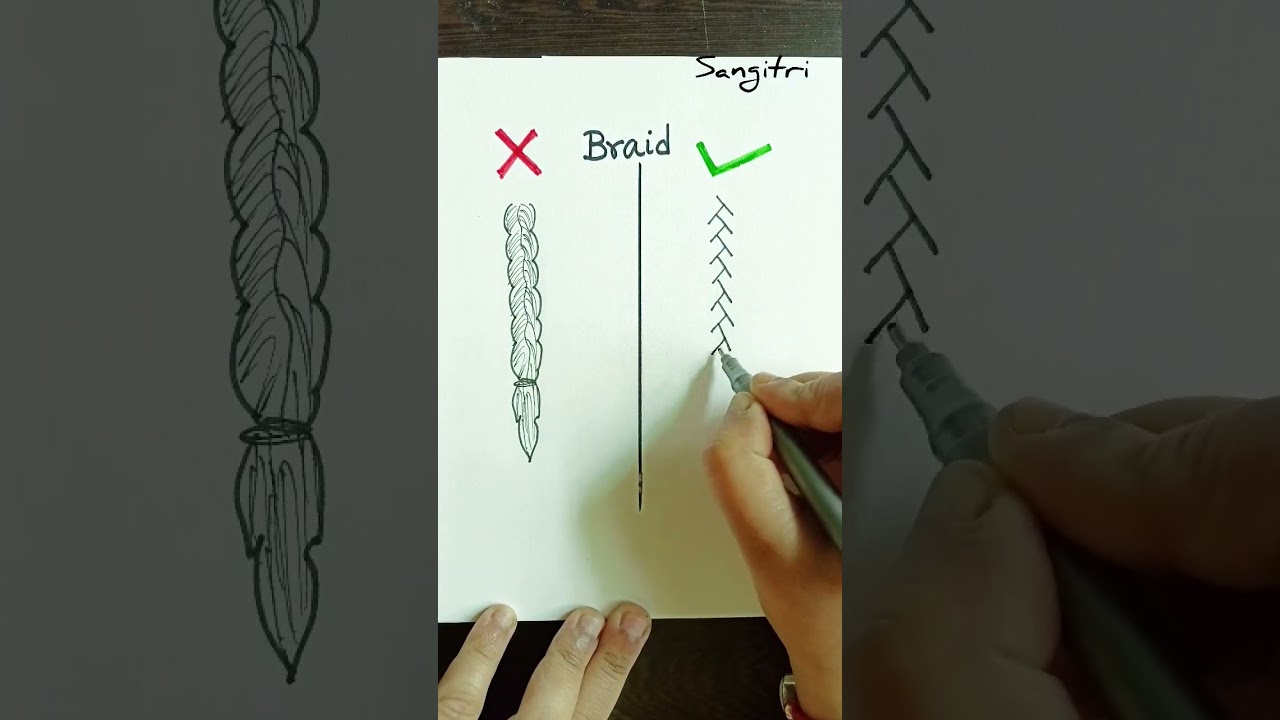 Easy Technique to draw Braids❌✅🔥#braids #shorts #shortsfeed #sangitriartfiesta