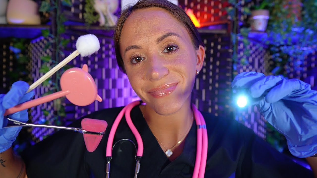 ASMR Detailed Cranial Nerve Exam (eye exam, face exam, ear cleaning)