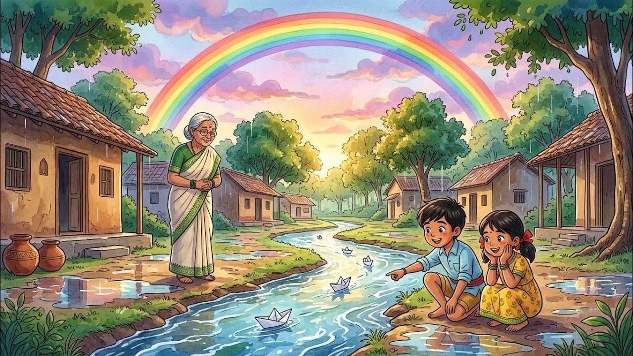 First Monsoon Rain & Paper Boats | 90s Village Story 🌧️❤️