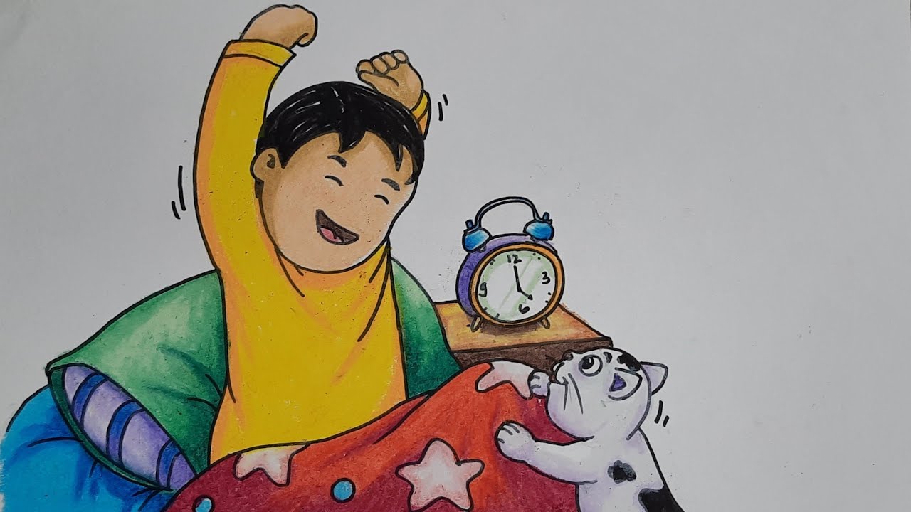 TUTORIAL MENGGAMBAR ANAK BANGUN TIDUR // TUTORIAL GAMBAR ORANG // HOW TO DRAW A BOY WAKE UP