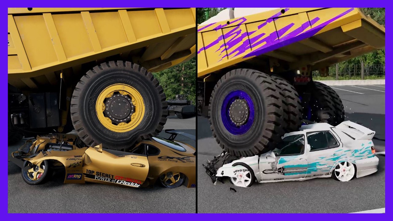 Fast & Furious Tuning Cars getting CRUSHED by HEAVY Vehicles #1 | Satisfying Crushing | BeamNG drive