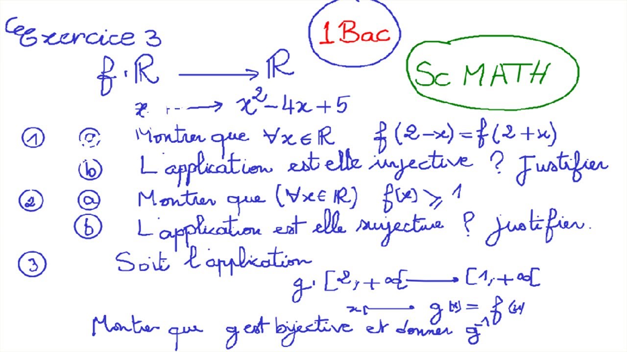 application bijective et la bijection réciproque , exercice