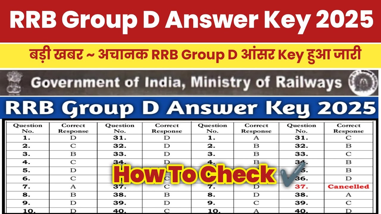 RRB Group D Answer Key 2026 out 🔴 How To Check rrb Group d Answer key 2025 dekhe 🔴 Rrb Groupd Answer