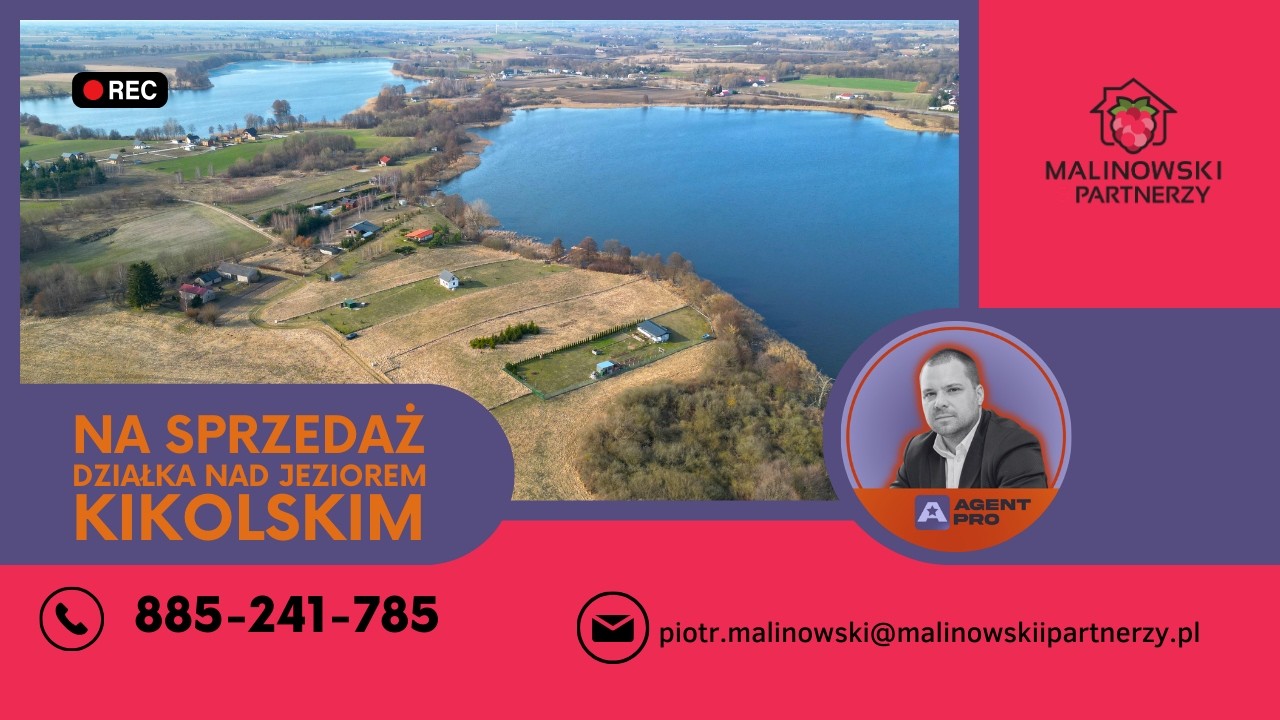 Działka z linią brzegową jeziora kikolskiego