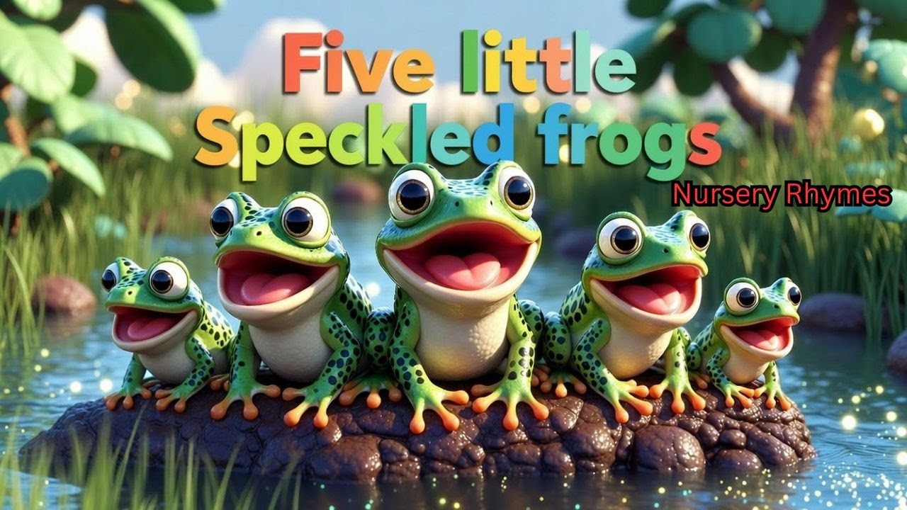 Five Little Speckled Frogs 🐸🐸🐸🐸🐸 | Nursery Rhyme for Kids | Counting Songs | Kids Learning Video