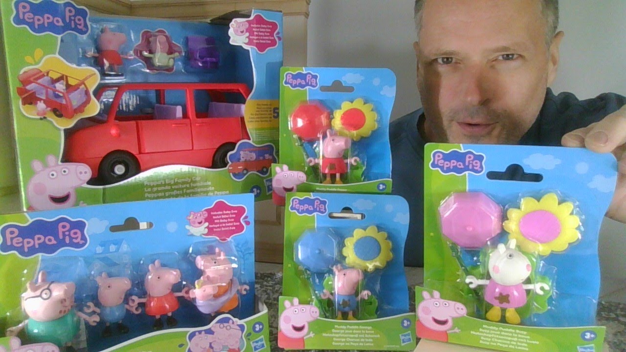 Peppa Pig NEW Baby Sister EVIE: Big Family of Five Car, Muddy Puddle Suzy & George Hasbro Review