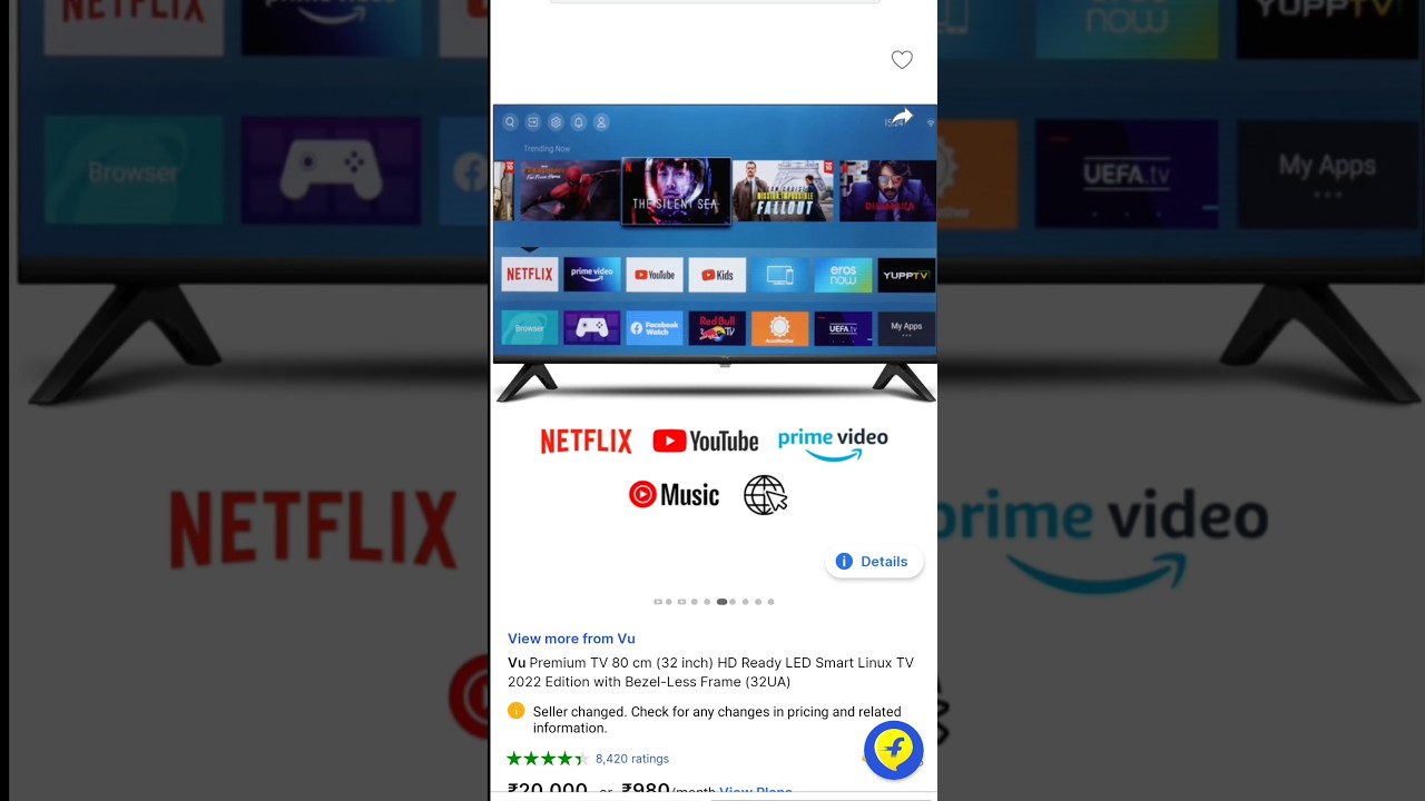 Vu premium TV 32 inch hd tv