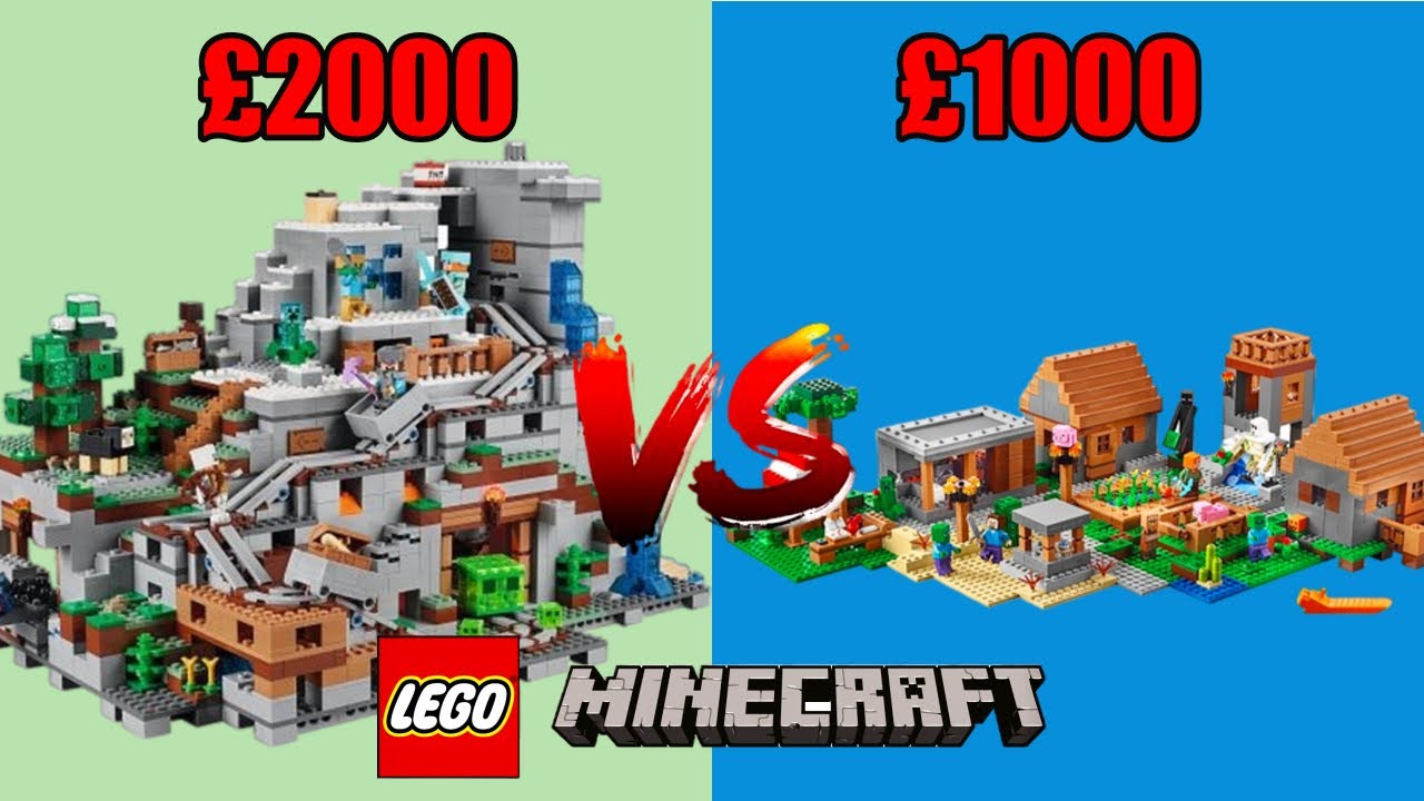 The Lego Minecraft Mountain Cave VS Lego Minecraft The Village!