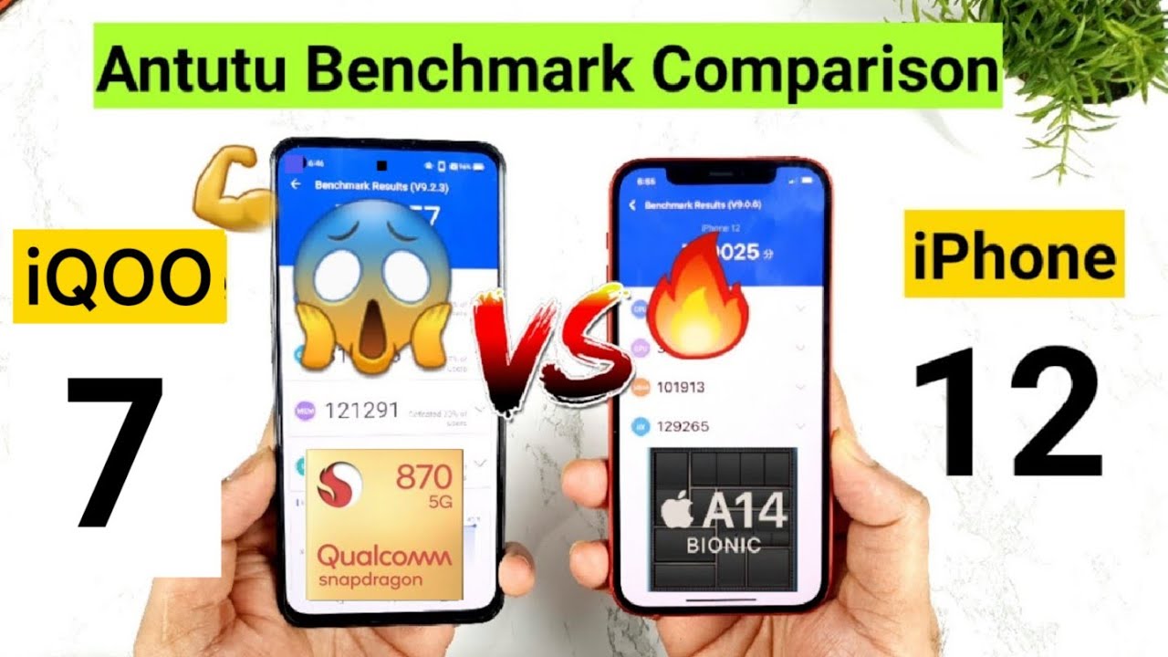 iQOO 7 vs iPhone 12 Antutu Test Snapdragon 870 vs Bionic A14 🔥🔥🔥