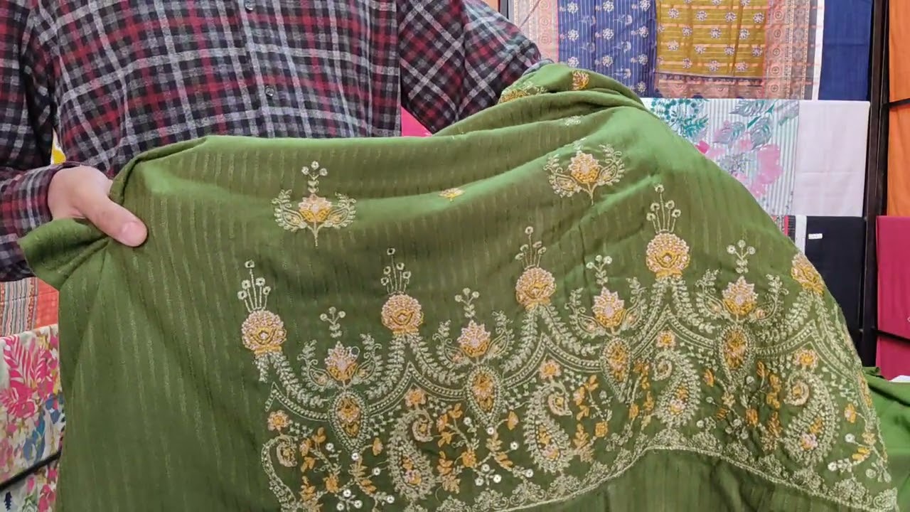 Multi Brand Store Wool Full Embroidery Shirt Self Wool Shwal Full Embroidery 