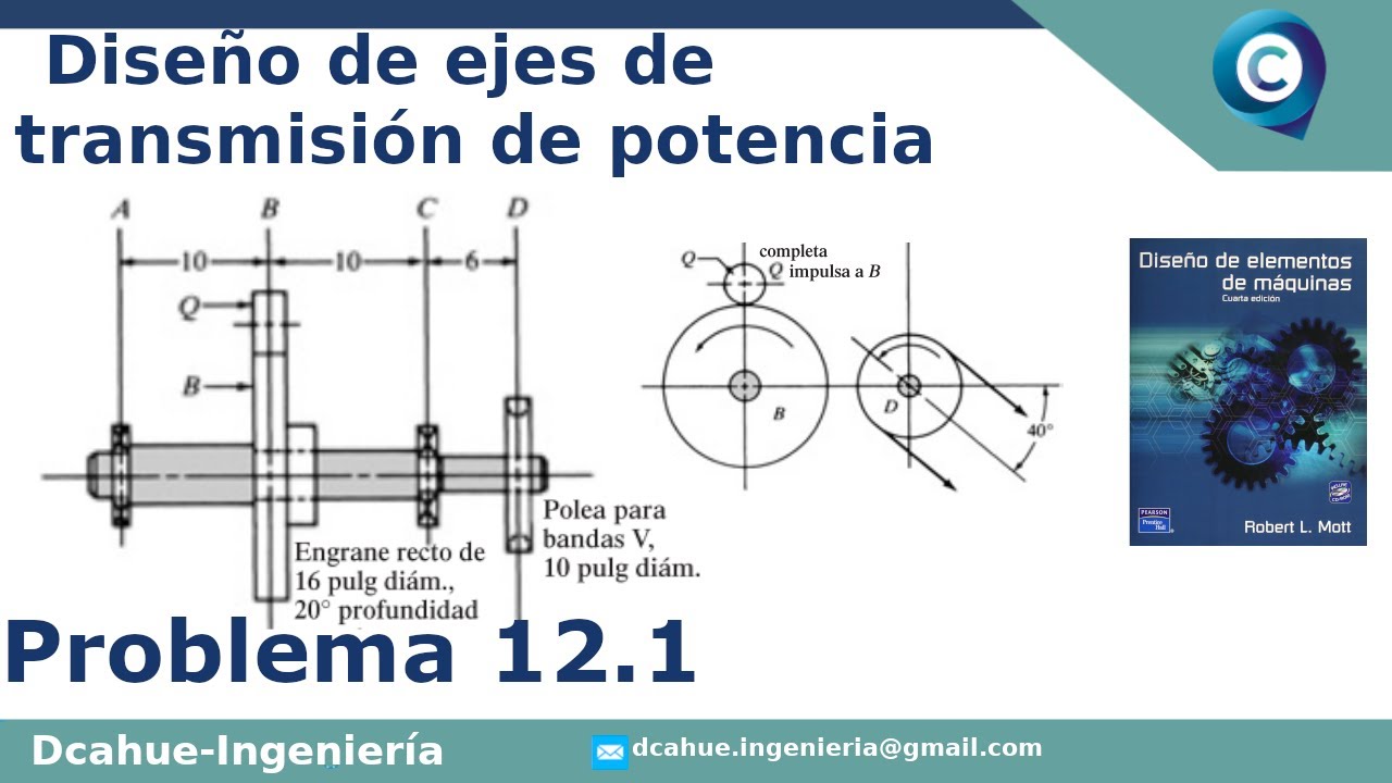 DISEÑO DE EJES DE TRANSMISIÓN DE POTENCIA | DISEÑO MECÁNICO | MOTT | EJERCICIO 12.1