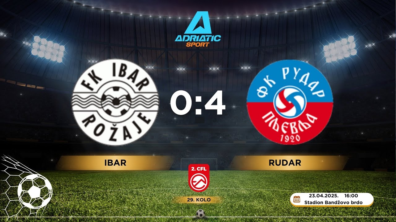 2. CFL | FK Ibar 0:4 FK Rudar | 30. kolo | 23.04.2025. | IZVJEŠTAJ