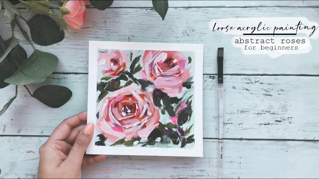 How to Paint Abstract Flowers | Loose Acrylic Rose Painting
