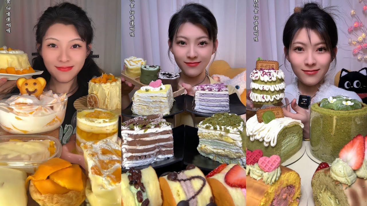 Chocolate Crepe&Chocolate PearlsCAKE 🎂🍰 & DessertASMR/EatingShow Challenge#cream #cake #asmr#mochi