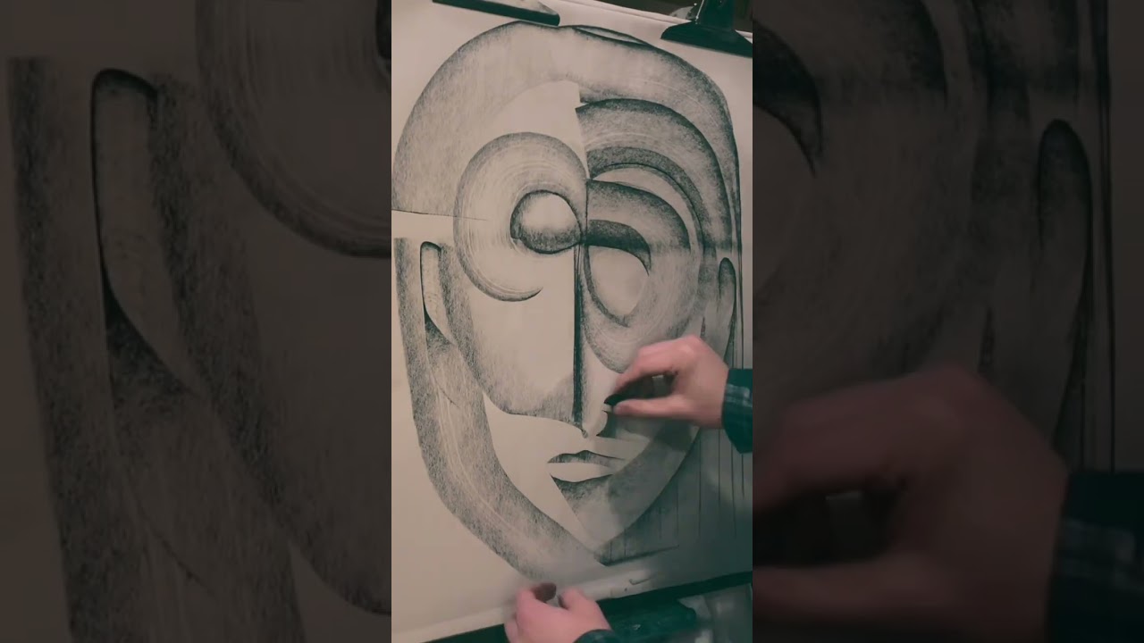 &ldquo;Self Love&rdquo; How to draw an abstract cubism portrait in under 20 seconds! #cubism #charcoaldrawing