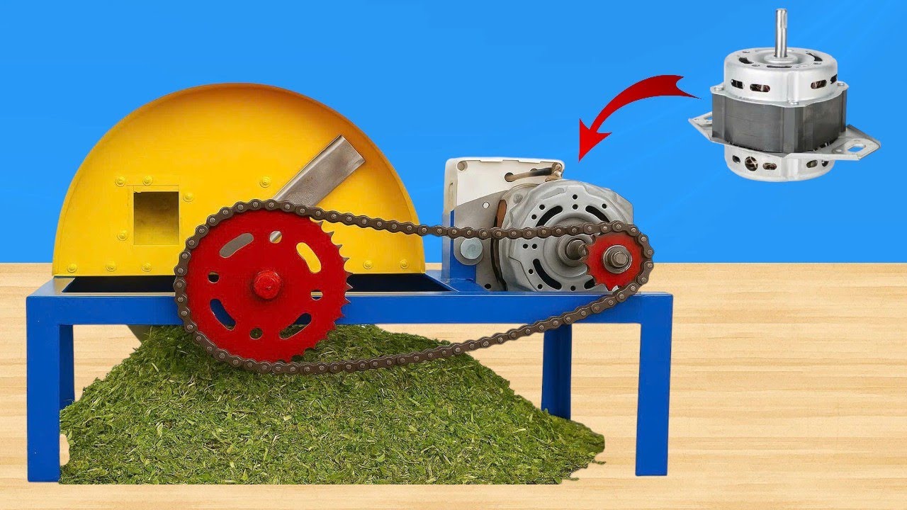 DIY Grass Grinder from Washing Machine Motor - Simple but Very Effective | DIY Tools