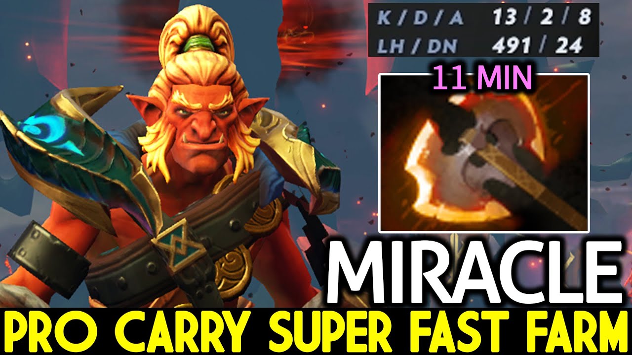 MIRACLE [Troll Warlord] Super Fast Farm 11 Min Battle Fury Dota 2