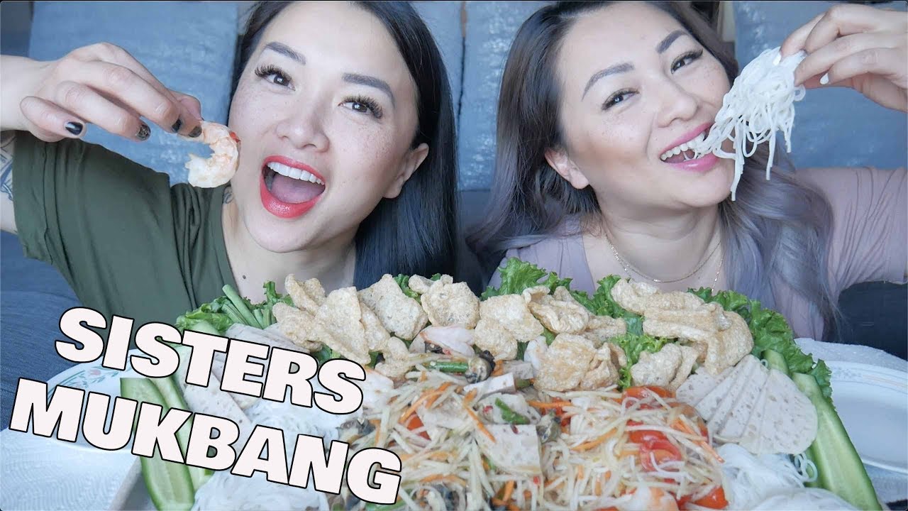 SISTERS MUKBANG (SEAFOOD SPICY Papaya Salad) *LETS EAT | SASVlogs