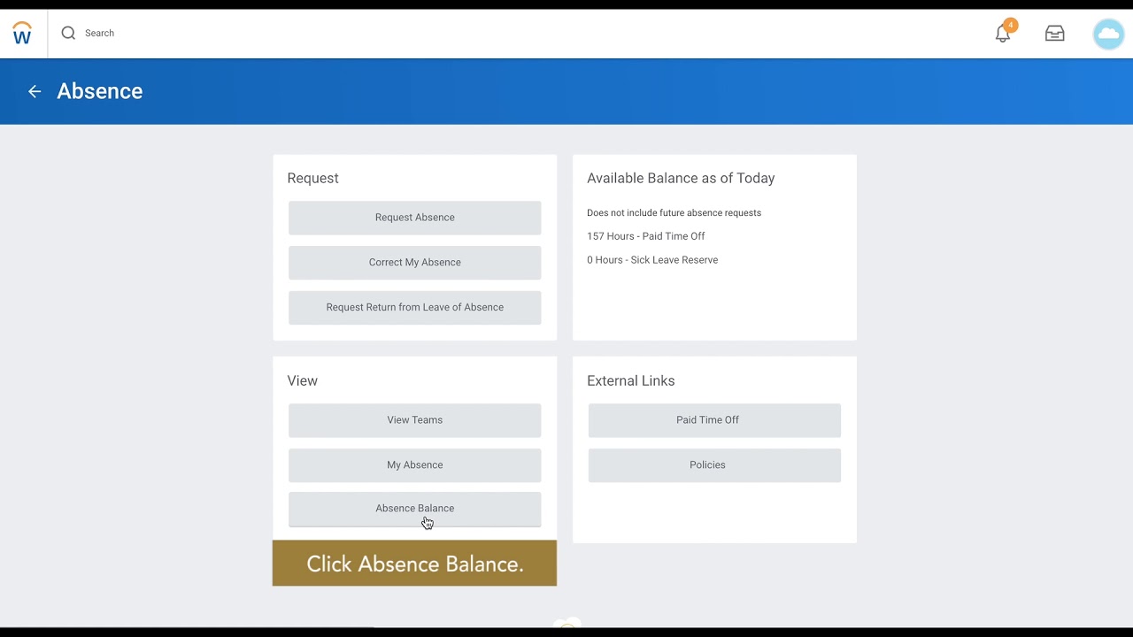 Workday Tutorial - Viewing Year-End Paid Time Off (PTO) Balance