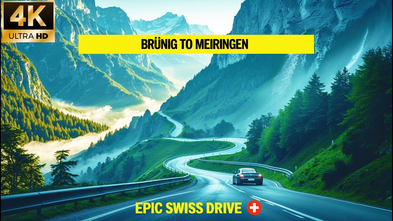 Driving Through the Swiss Alps –Brünig Pass to Meiringen 4K, Entspannender Klavierhintergrund music